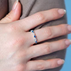 Bague argent 925 zirconias et pierres imitation bleues