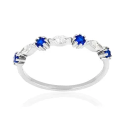 Bague argent 925 zirconias et pierres imitation bleues