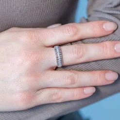 Bague argent 925 zirconias marron et blanc
