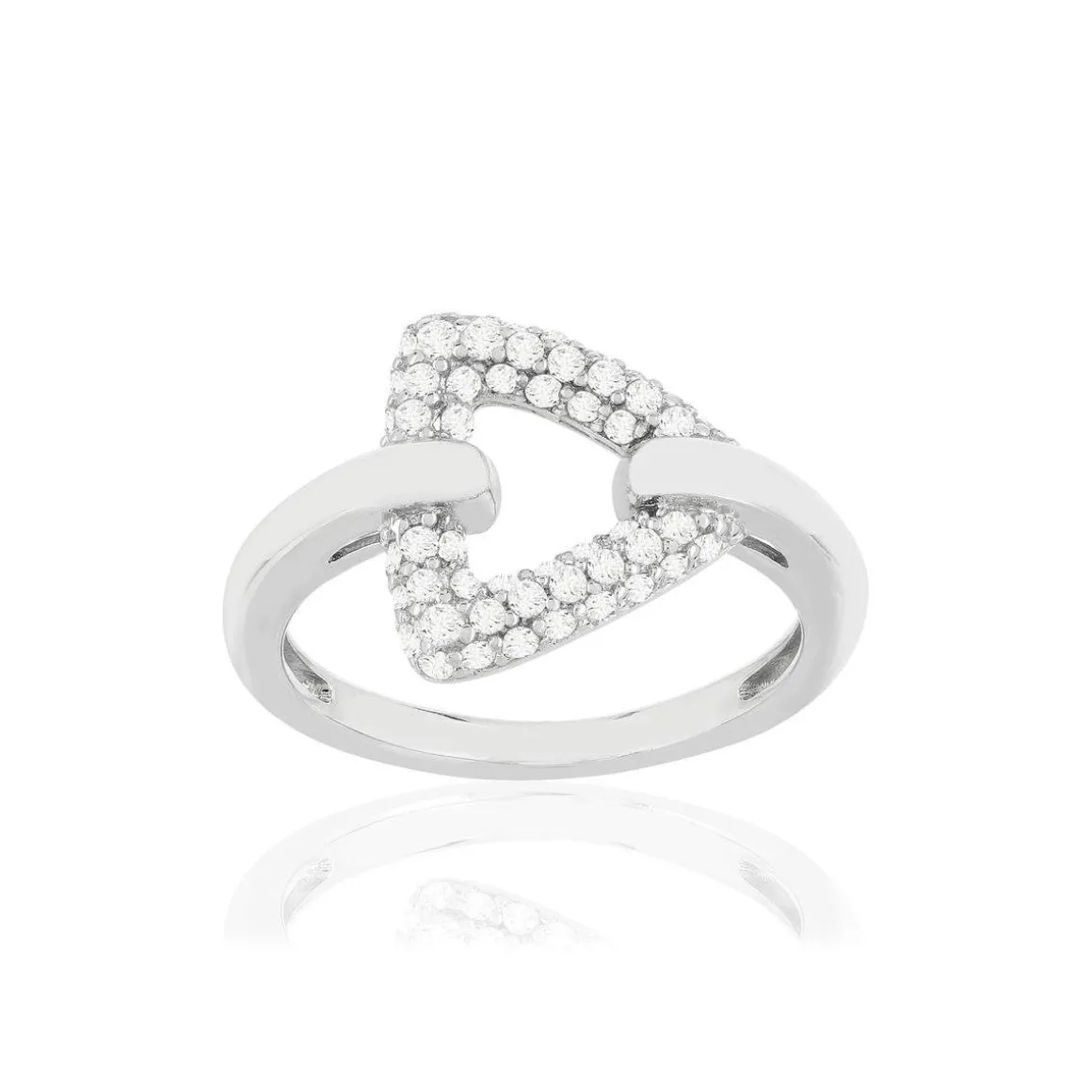 Bague argent 925 zirconias, motif triangle