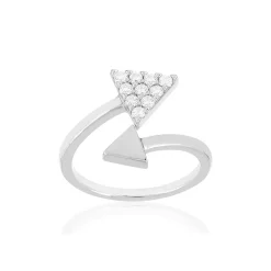 Bague argent 925 zirconias, motif triangle