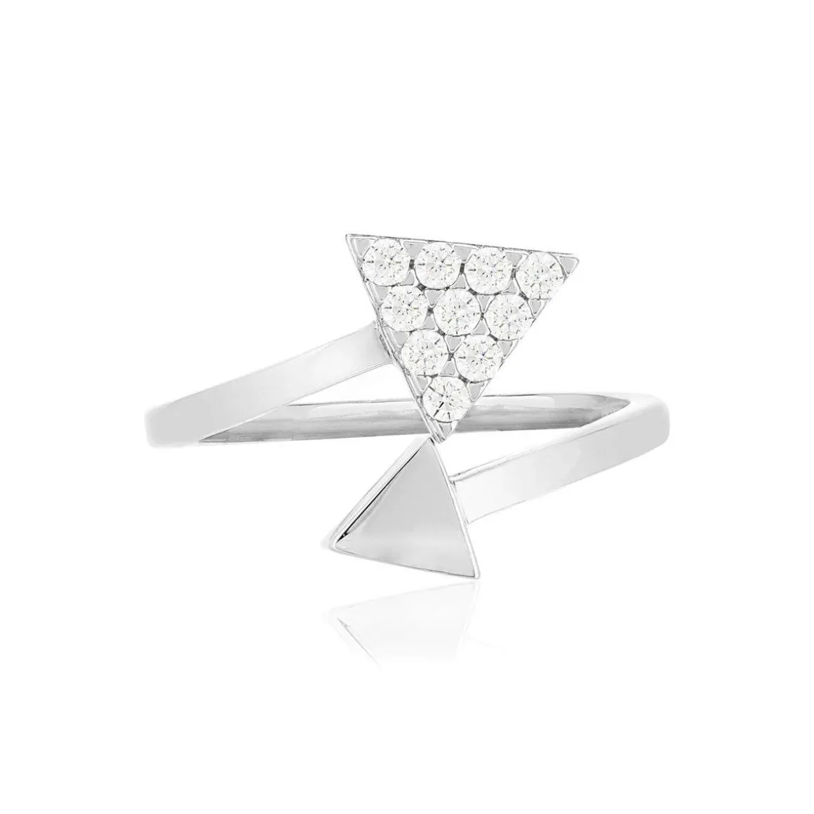 Bague argent 925 zirconias, motif triangle