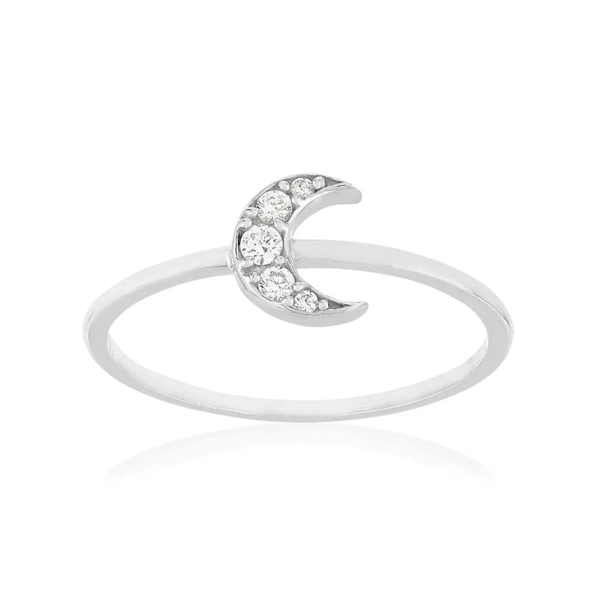 Bague argent 925 zirconias motif lune