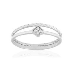 Bague argent 925 zirconias motif fleur