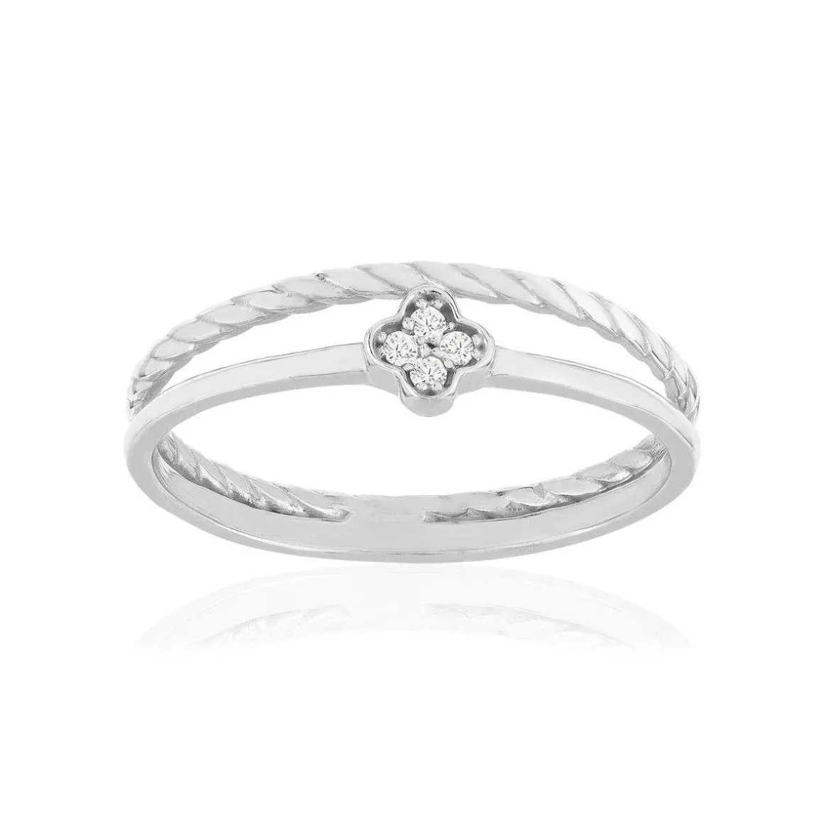 Bague argent 925 zirconias motif fleur