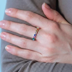 Bague argent 925 zirconias multicolores