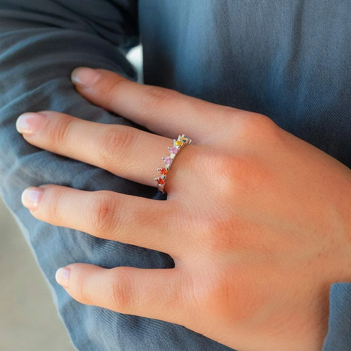 Bague argent 925 zirconias multicolores