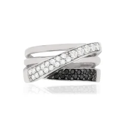 Bague argent 925 zirconias noirs et blancs