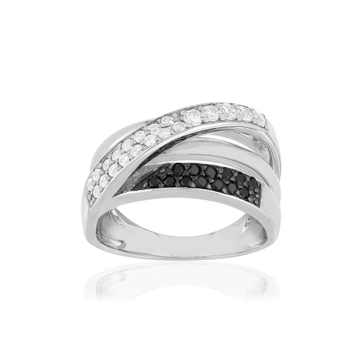 Bague argent 925 zirconias noirs et blancs