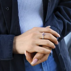 Bague argent 925 zirconias pierre imitation
