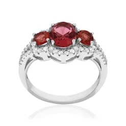 Bague argent zirconias rouge et blanc