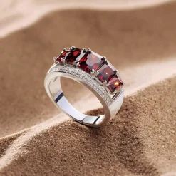 Bague argent 925 zirconias rouges