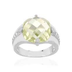 Bague argent 925 zirconias vert clair et blanc