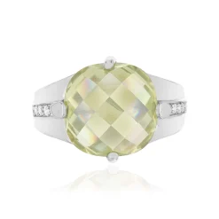 Bague argent 925 zirconias vert clair et blanc