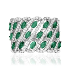 Bague argent zirconias vert et blanc