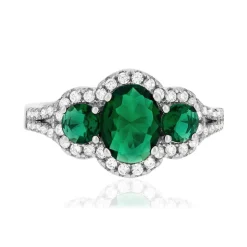 Bague argent zirconias vertet blanc