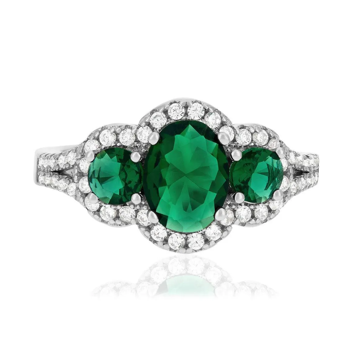 Bague argent zirconias vertet blanc