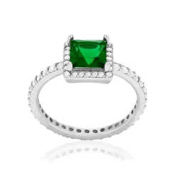 Bague argent zirconias verts et blancs
