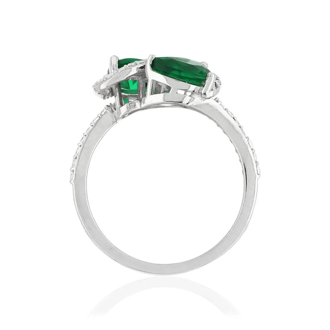 Bague argent 925 zirconias verts taille poire et blancs