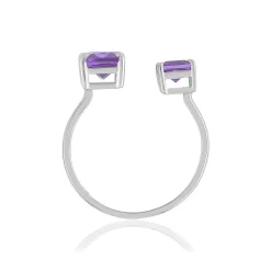 Bague argent 925 zirconias violets