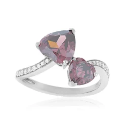 Bague argent 925 zirconias violet et blanc