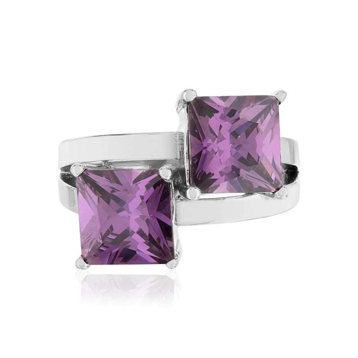 Bague argent 925 zirconias violets