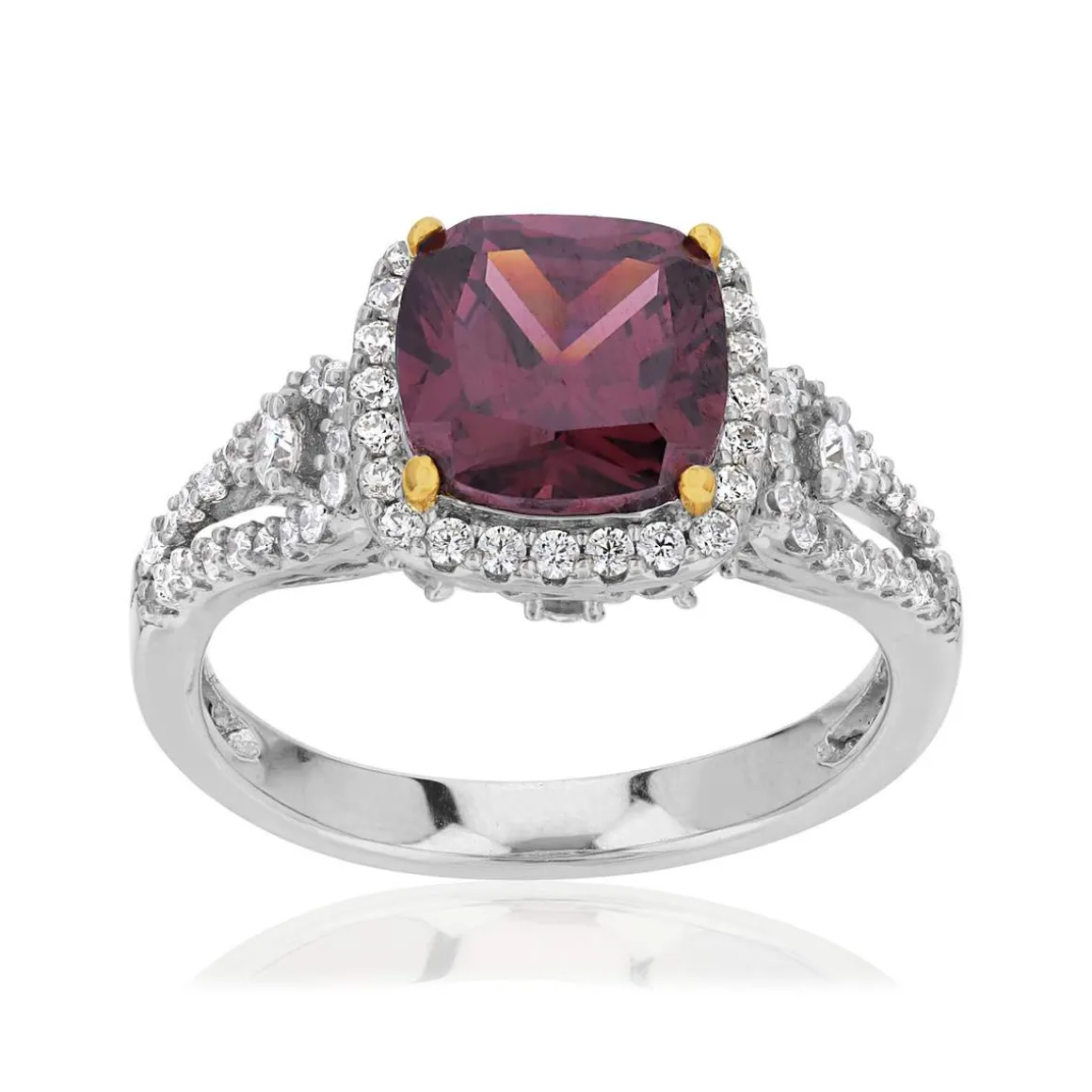 Bague argent 925 zirconia violet et blancs