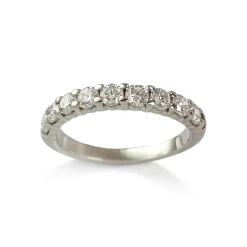 Bague demi tour d'occasion or 750 blanc diamants