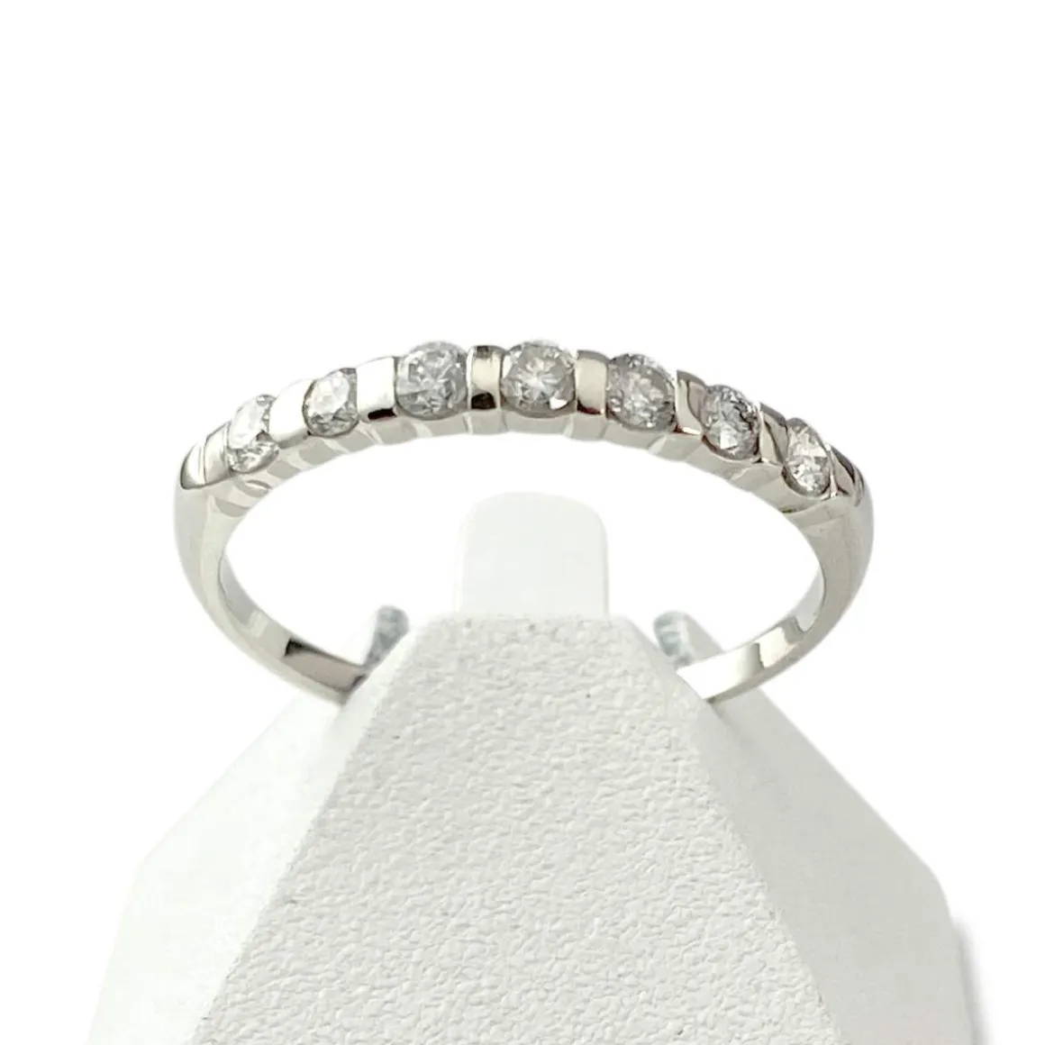 Bague demi tour d'occasion or 750 blanc diamants