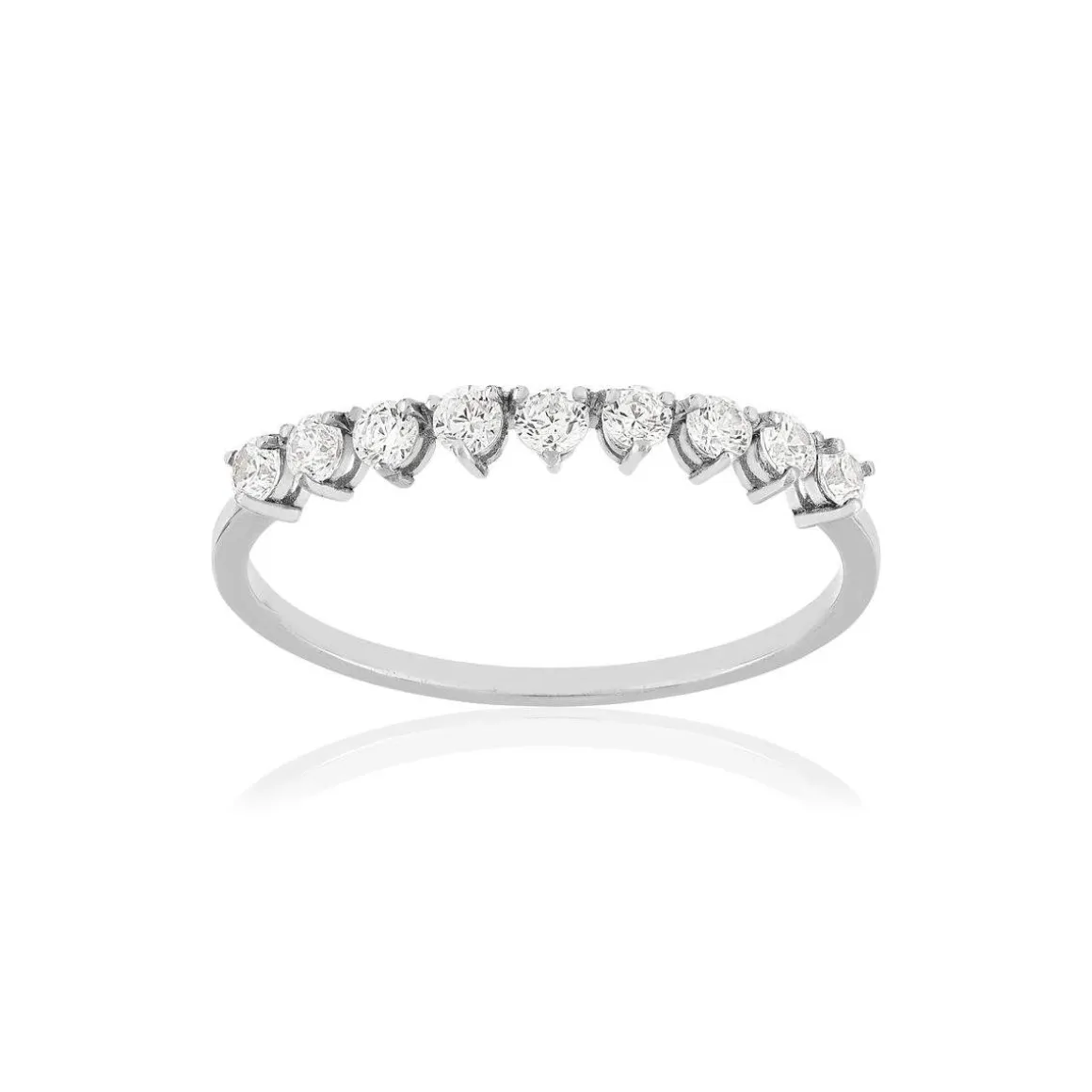 Bague demi tour or 375 jaune zirconias blancs