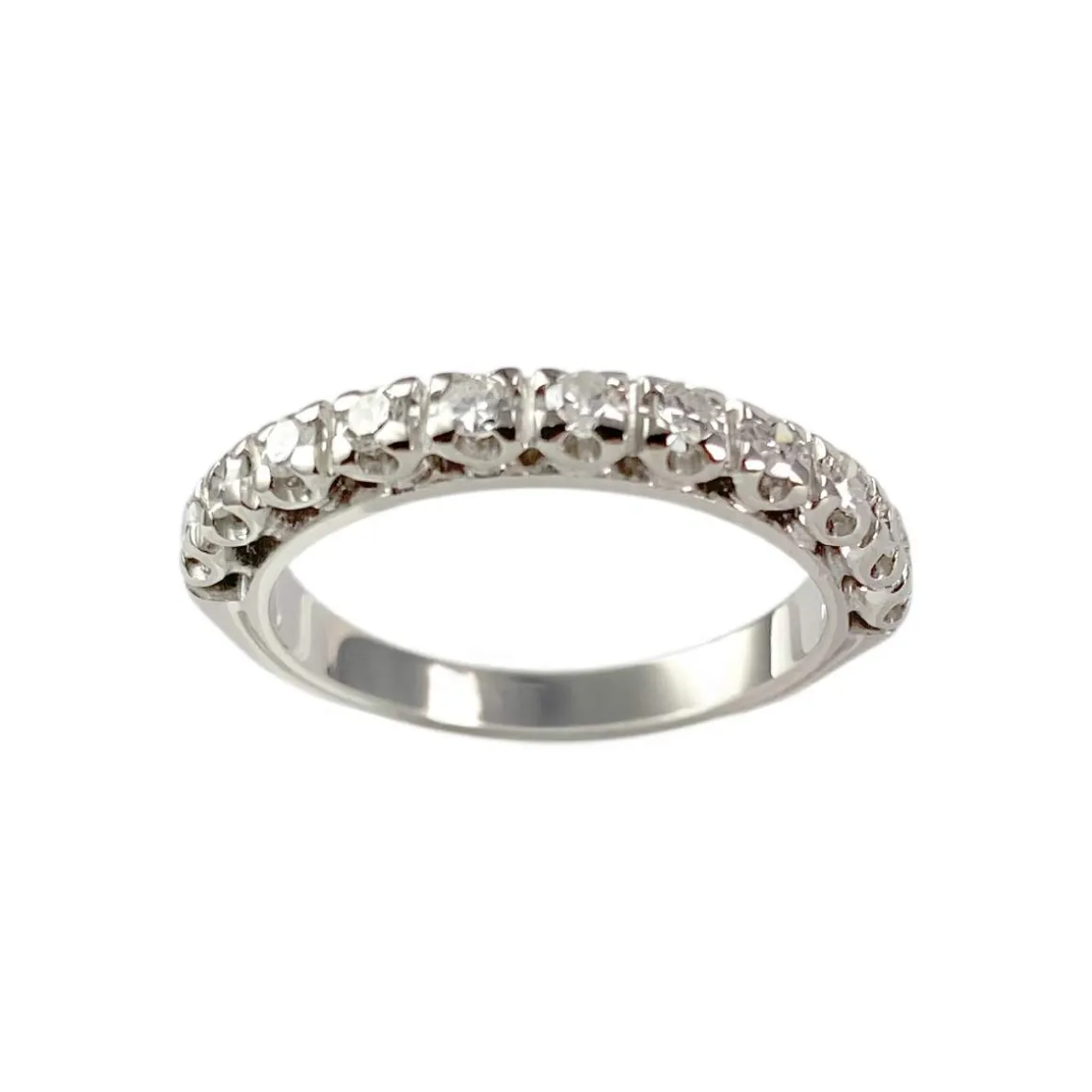 Bague d'occasion demi tour or 750 blanc diamants