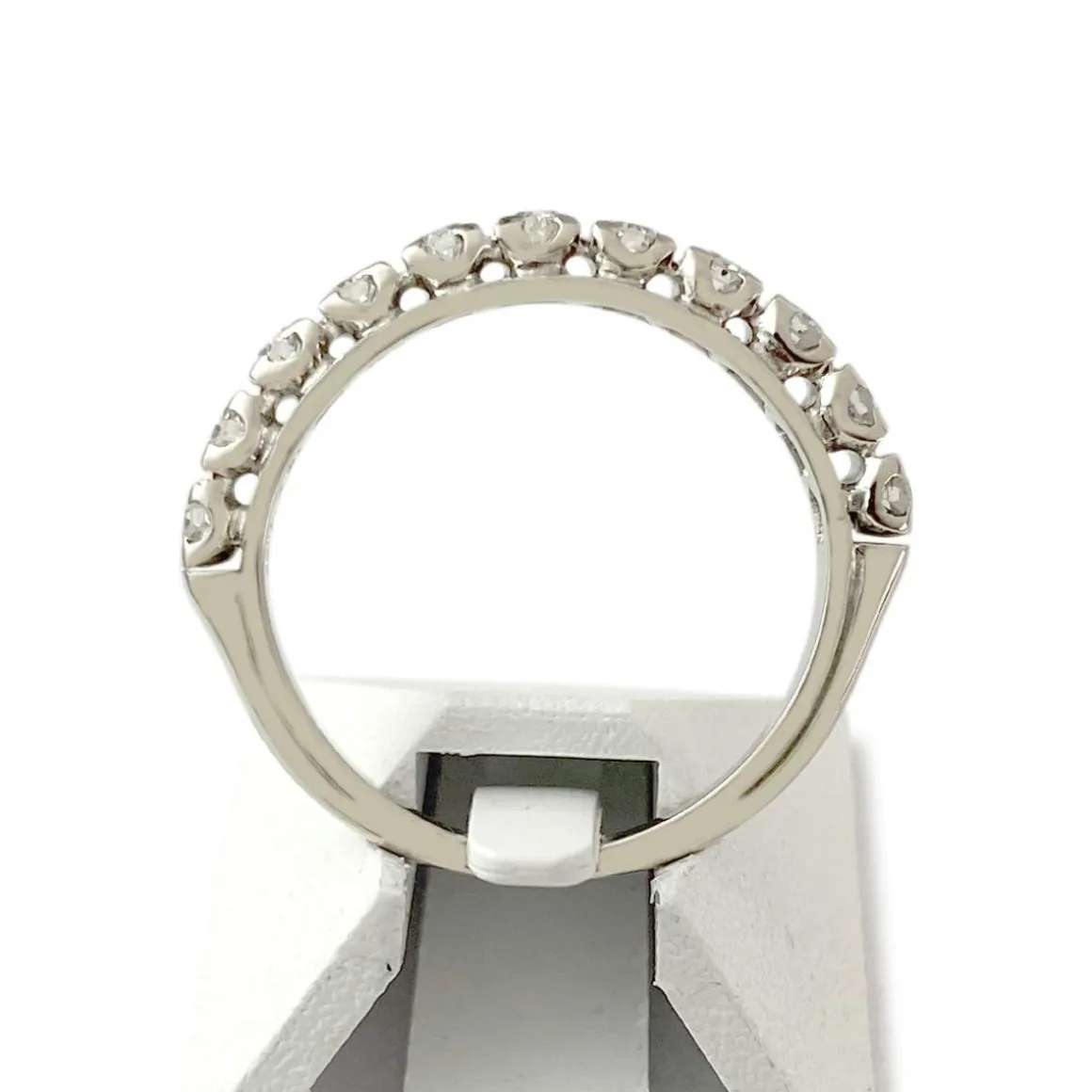 Bague d'occasion demi tour or 750 blanc diamants