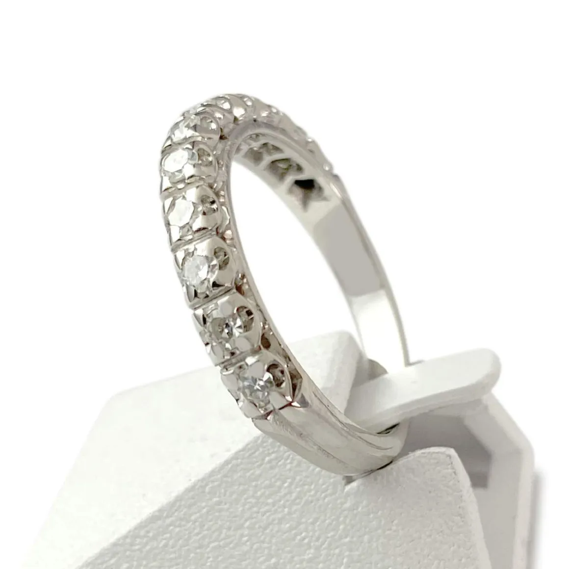 Bague d'occasion demi tour or 750 blanc diamants