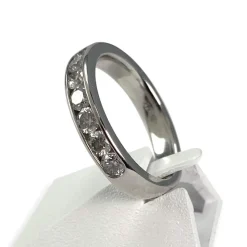 Bague d'occasion demi-tour or 750 blanc diamants