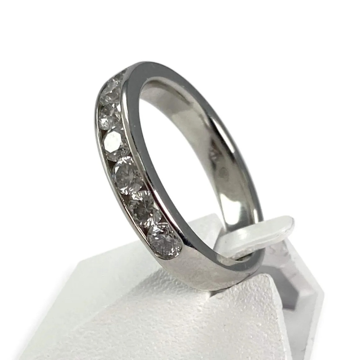 Bague d'occasion demi-tour or 750 blanc diamants