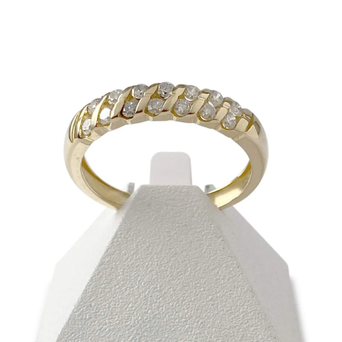 Bague d'occasion demi-tour or 750 jaune diamant