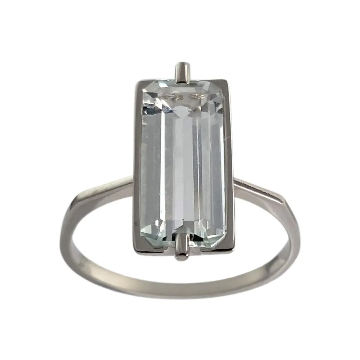 Bague d'occasion or 750 blanc aigue marine