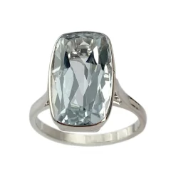 Bague d'occasion or 750 blanc aigue marine