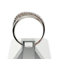 Bague d'occasion or 750 blanc anneaux entrelacés saphirs et diamants