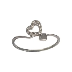 Bague d'occasion or 375 blanc coeur diamants