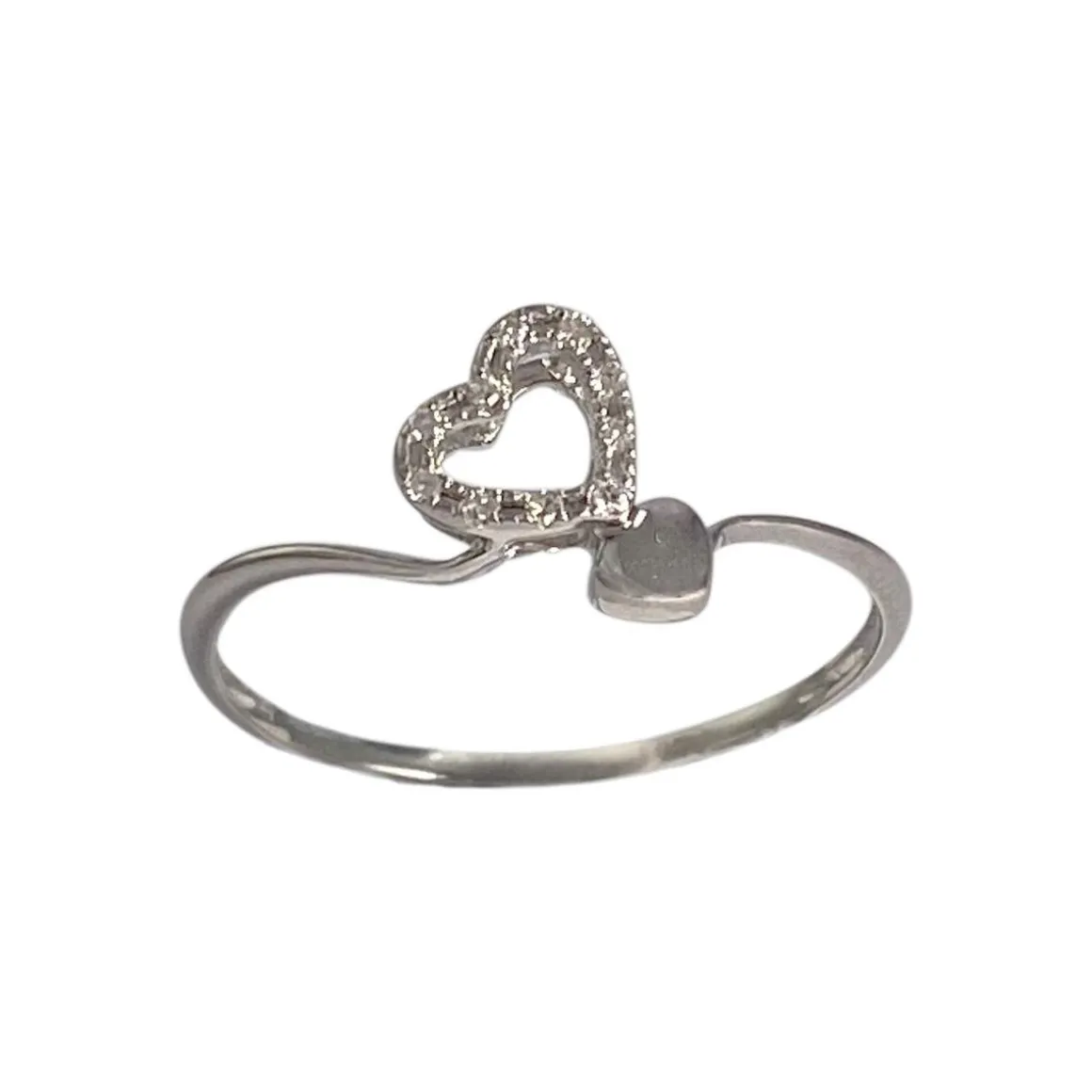 Bague d'occasion or 375 blanc coeur diamants
