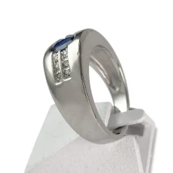 Bague d'occasion or 750 blanc diamant saphir