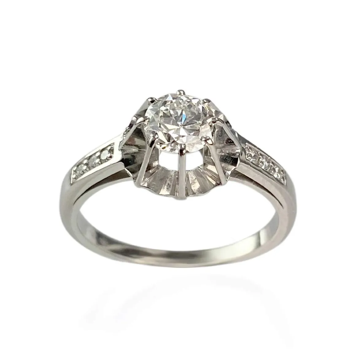 Bague d'occasion or 750 blanc diamants