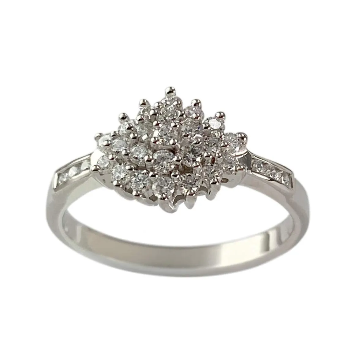 Bague d'occasion or 750 blanc diamants