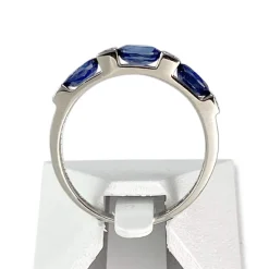 Bague d'occasion or 750 blanc diamants saphirs