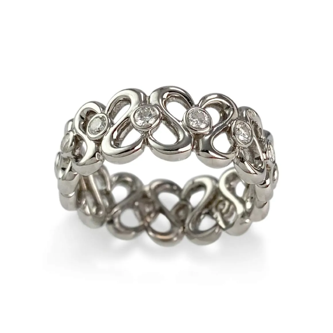Bague d'occasion or 750 blanc diamants