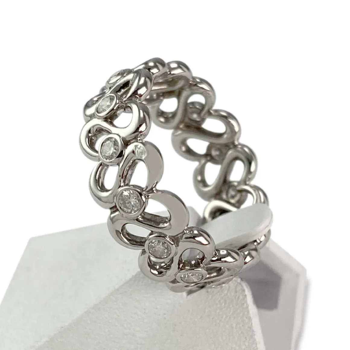 Bague d'occasion or 750 blanc diamants