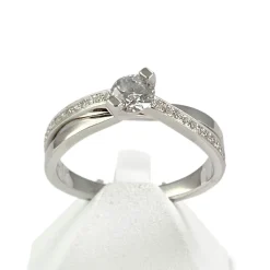 Bague d'occasion or 750 blanc diamants