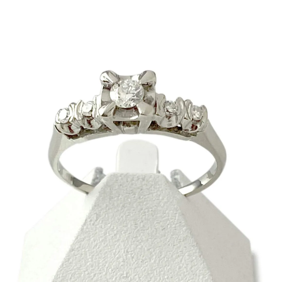Bague d'occasion or 750 blanc diamants