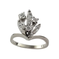Bague d'occasion or 750 blanc diamants